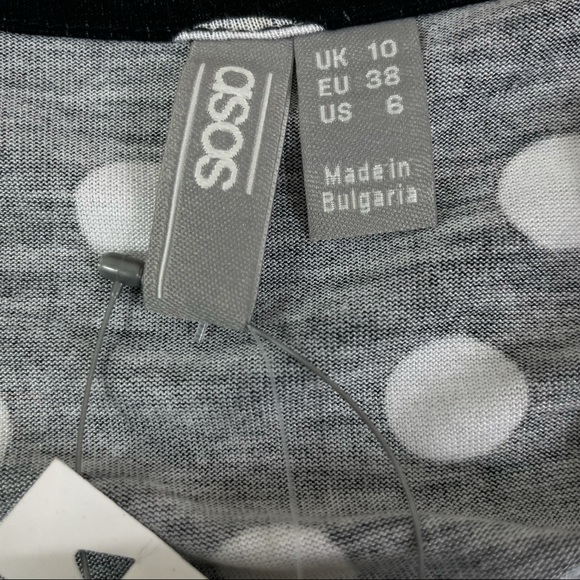 NWT ASOS Black/White Polka Dot Long Sleeve Top Size 6 - Picture 3 of 5